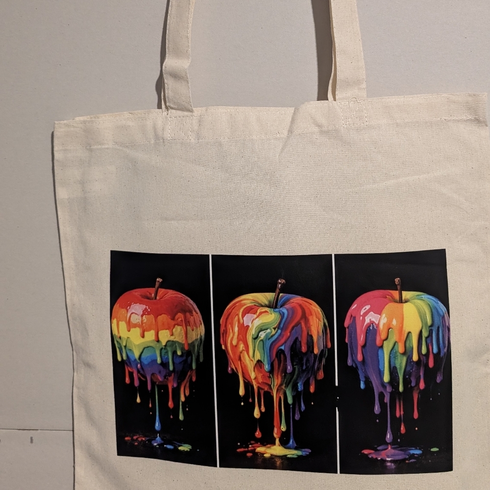 Colorful Dripping Apple Art Tote Bag